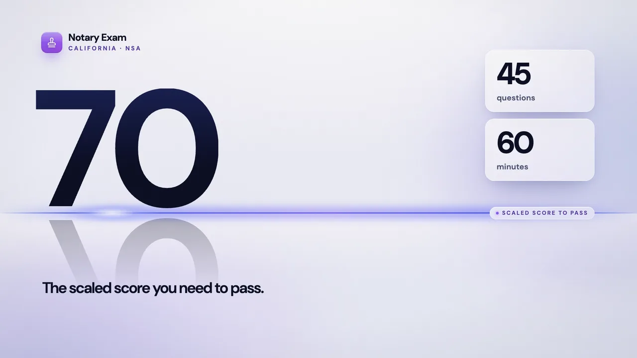 EstatePass notary prep tour: California exam passing score, explained practice questions, a full mock exam and your result
