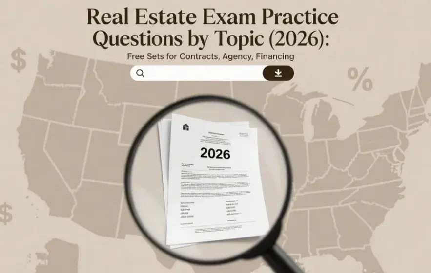 Real Estate Exam Practice Questions by Topic (2026): Free Sets for Contracts, Agency, Financing