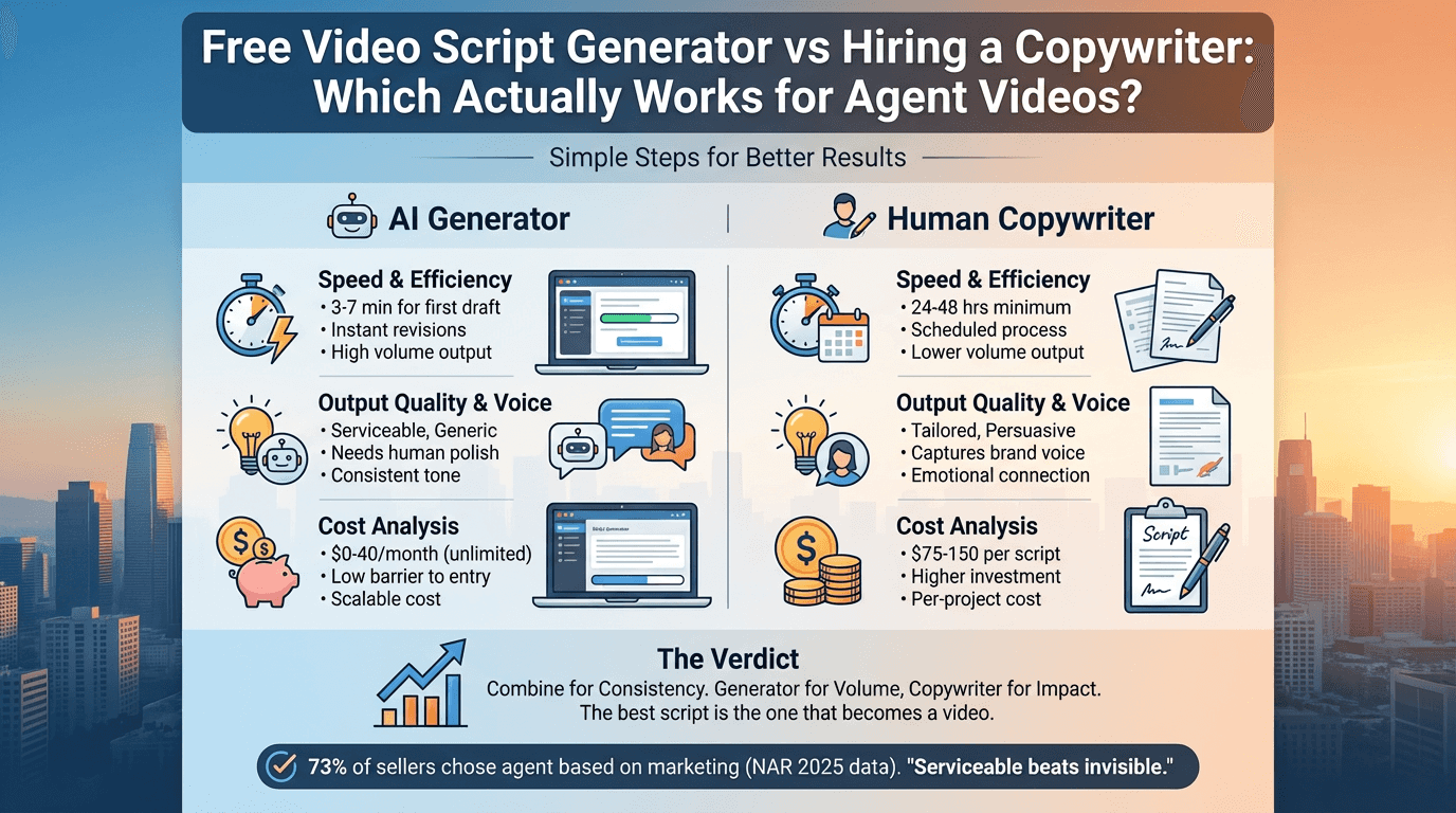 Free Video Script Generator vs Hiring a Copywriter: Which Actually Works for Agent Videos?