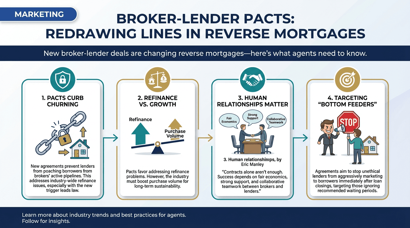 Broker-lender pacts are redrawing the lines for reverse mortgage companies - Free real estate infographic