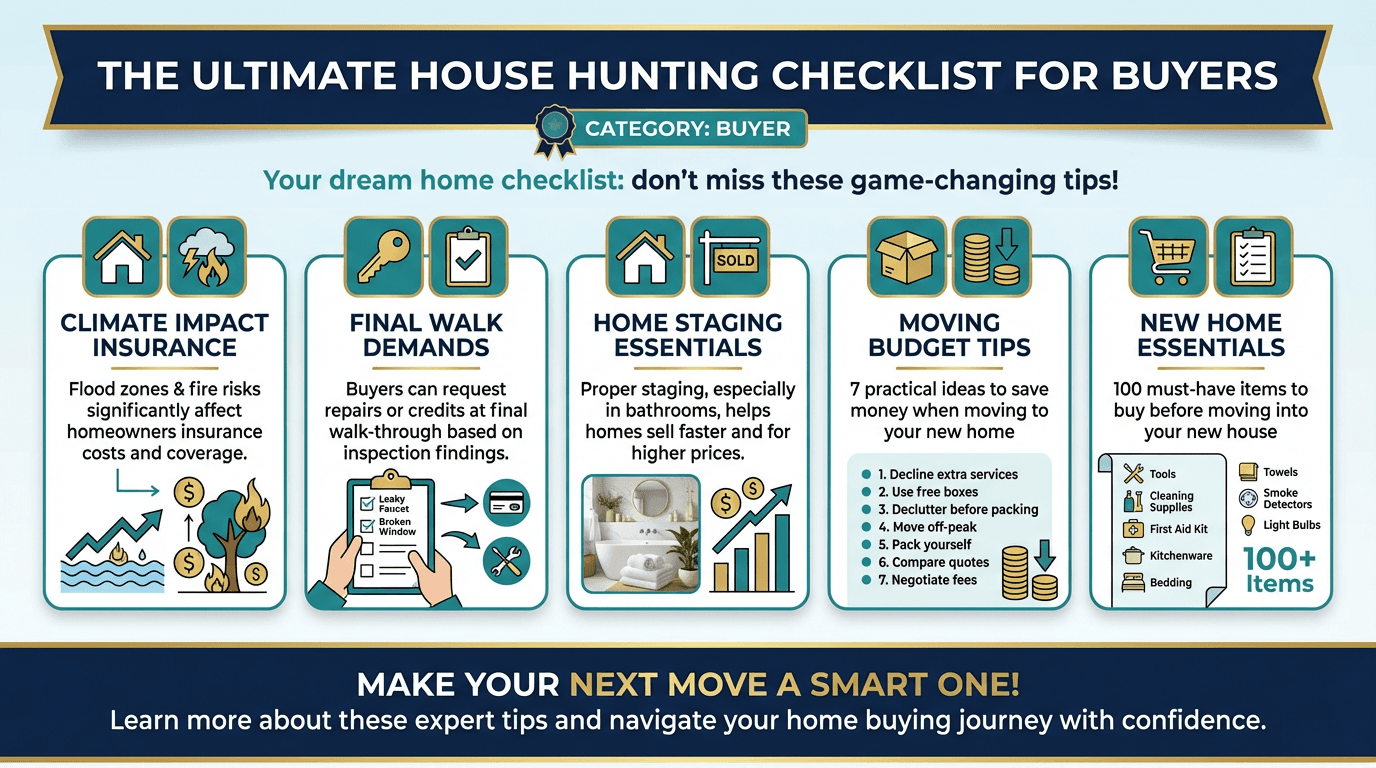 The Ultimate House Hunting Checklist for Buyers - Free real estate infographic