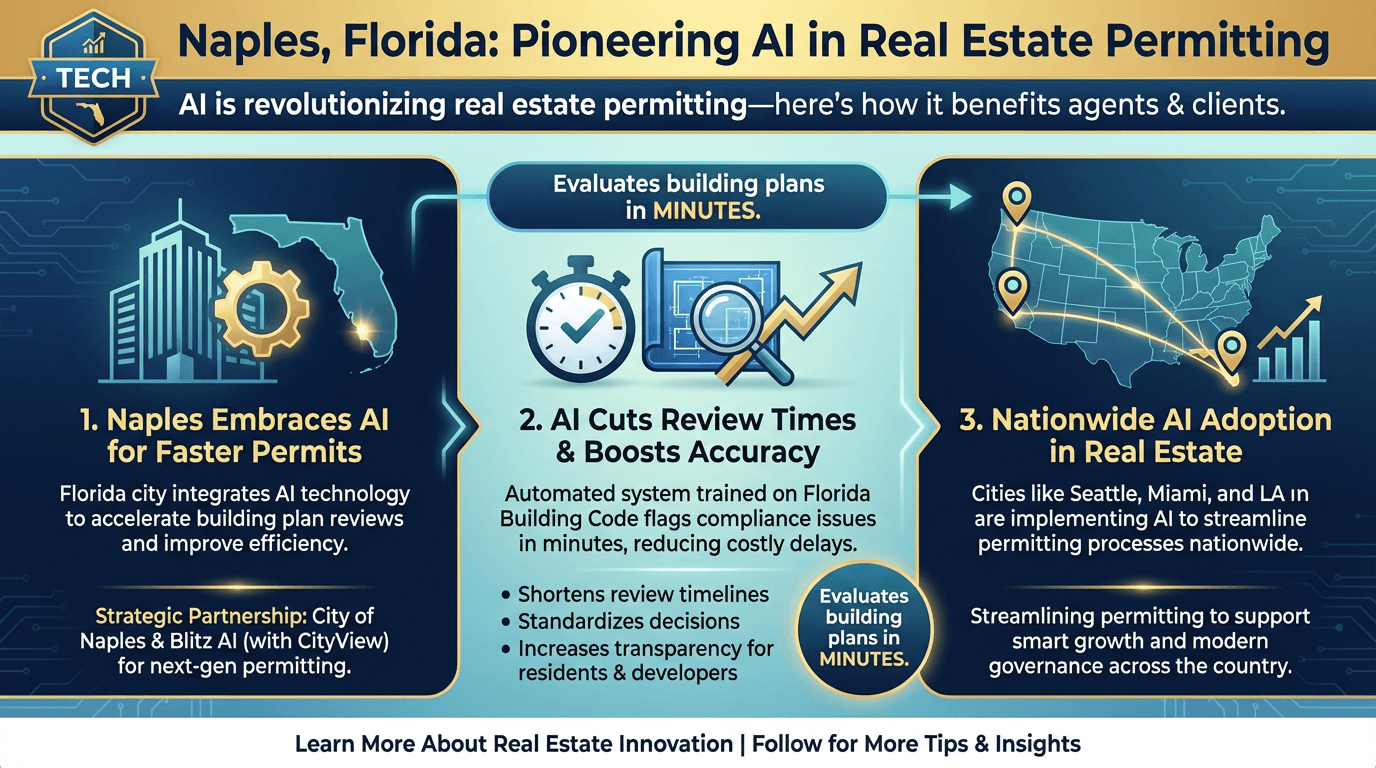 Naples, Florida, adopts AI to accelerate building plan review processes - Free real estate infographic