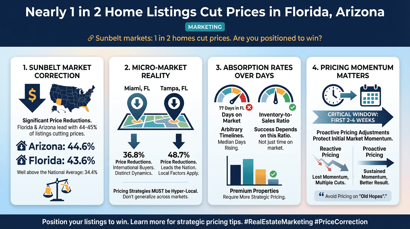 Nearly 1 in 2 home listings cut prices in Florida, Arizona - Free real estate infographic