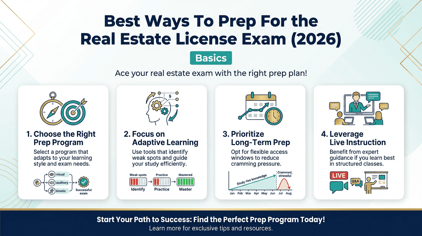 Best Ways To Prep For the Real Estate License Exam (2026) - Free real estate infographic
