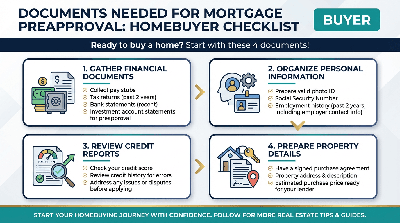 Documents Needed for Mortgage Preapproval: Homebuyer Checklist - Free real estate infographic