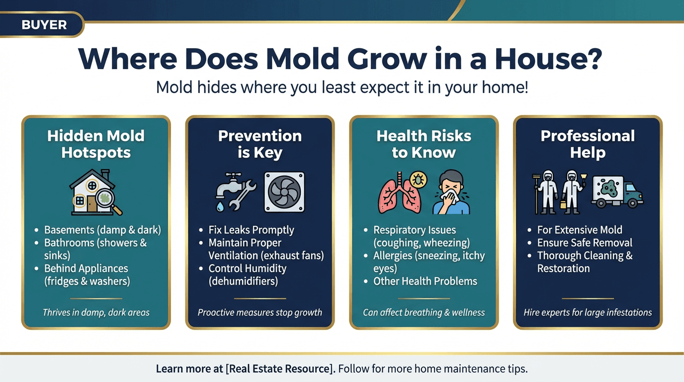 Where Does Mold Grow in a House? - Free real estate infographic
