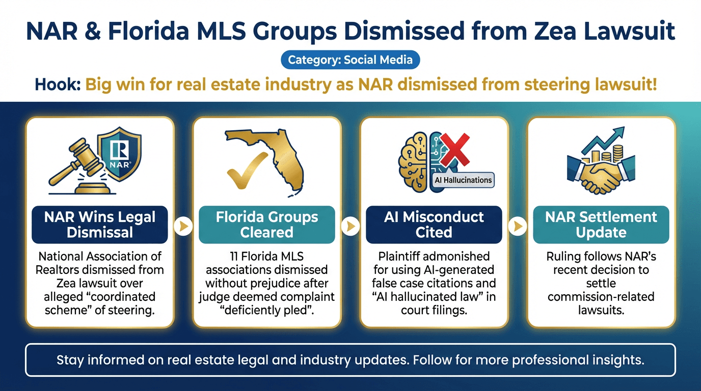 NAR and Florida MLS groups dismissed from Zea lawsuit - Free real estate infographic