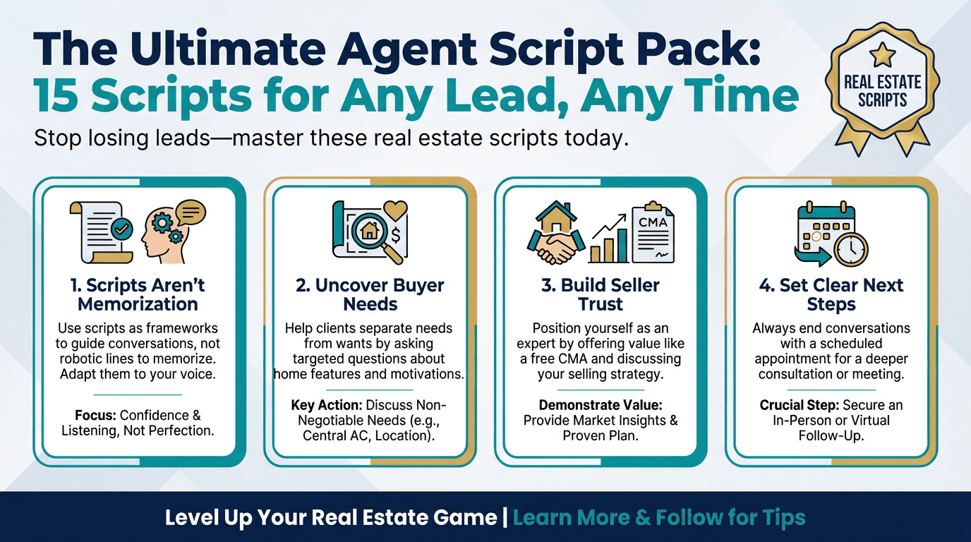 The Ultimate Agent Script Pack: 15 Scripts for Any Lead, Any Time - Free real estate infographic