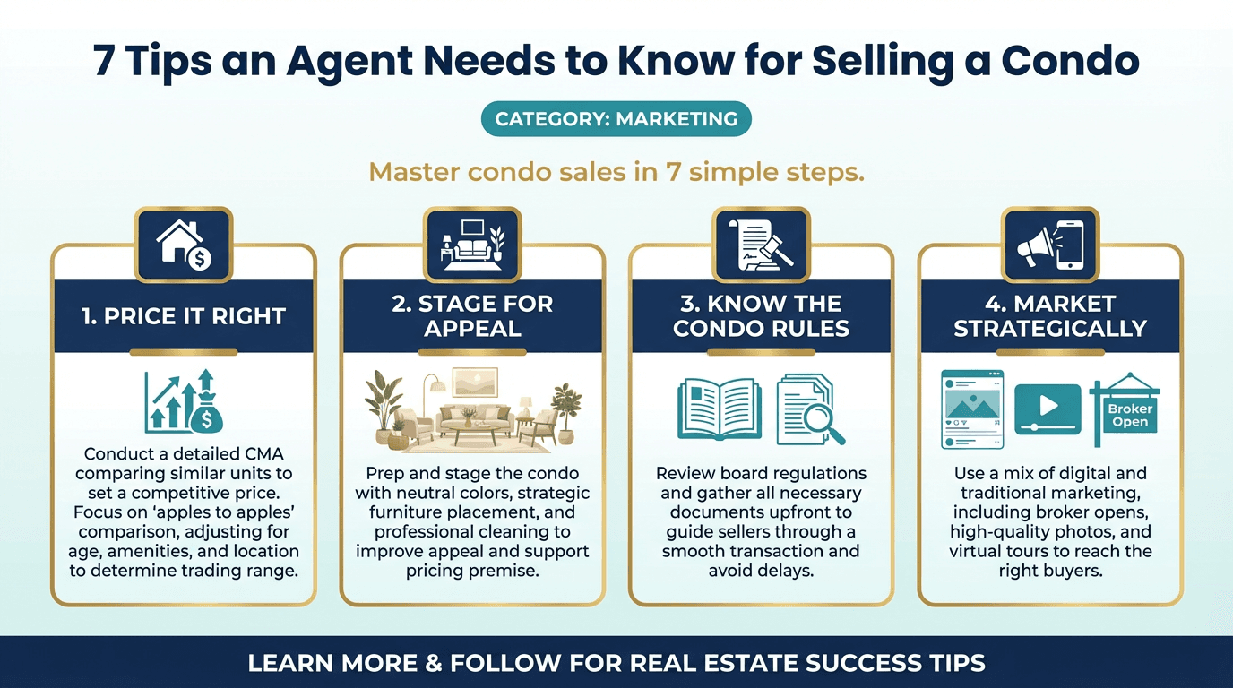 7 Tips an Agent Needs to Know for Selling a Condo - Free real estate infographic