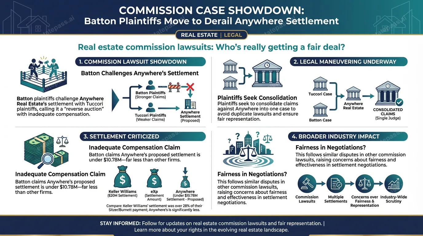 Commission case showdown: Batton plaintiffs move to derail Anywhere settlement