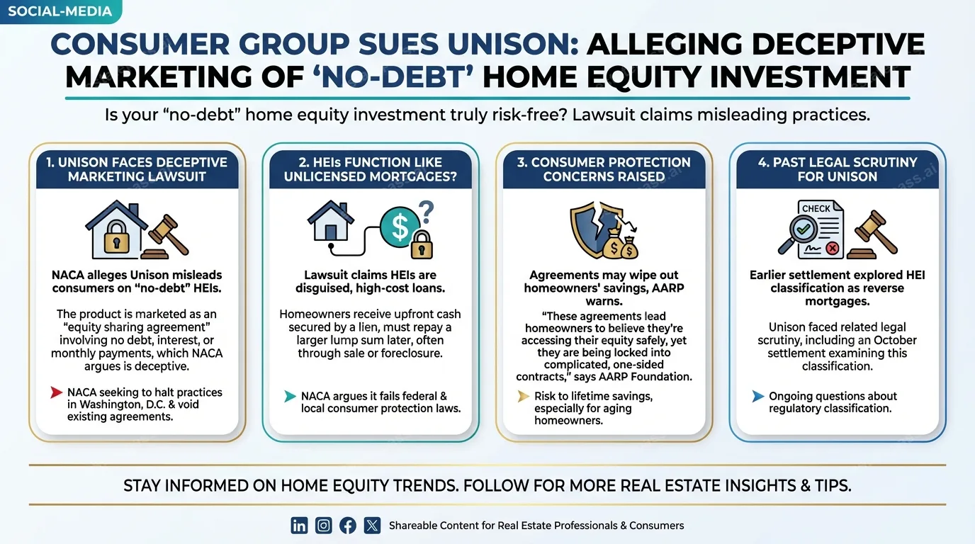 Consumer group sues Unison, alleging deceptive marketing of ‘no-debt’ home equity investment