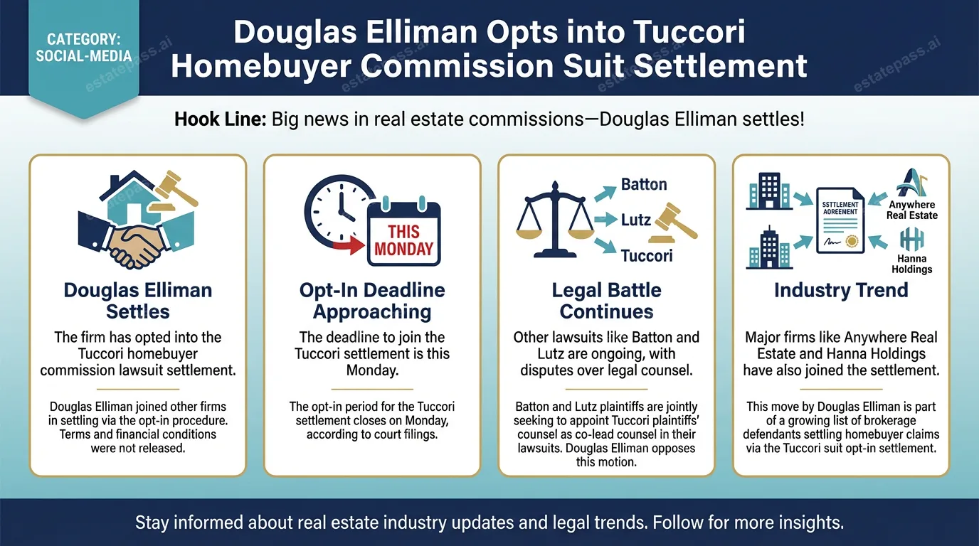 Douglas Elliman opts into Tuccori homebuyer commission suit settlement