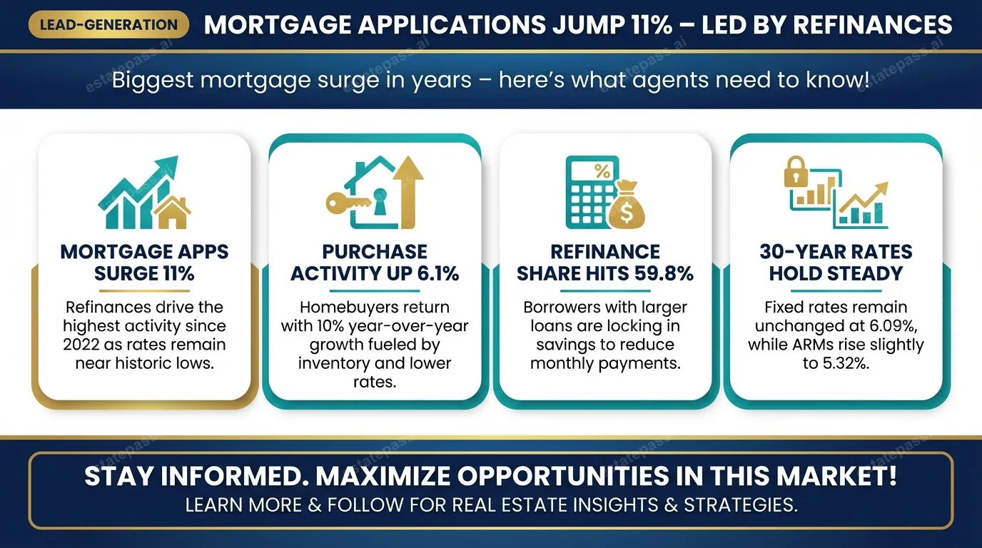 Mortgage applications jump 11%, led by refinances