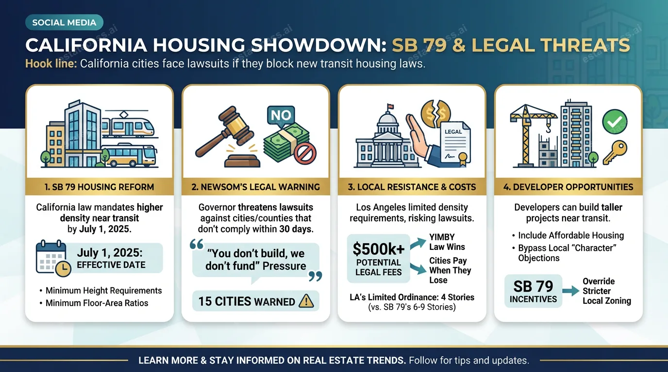 Newsom warns cities of lawsuits over California SB 79 law