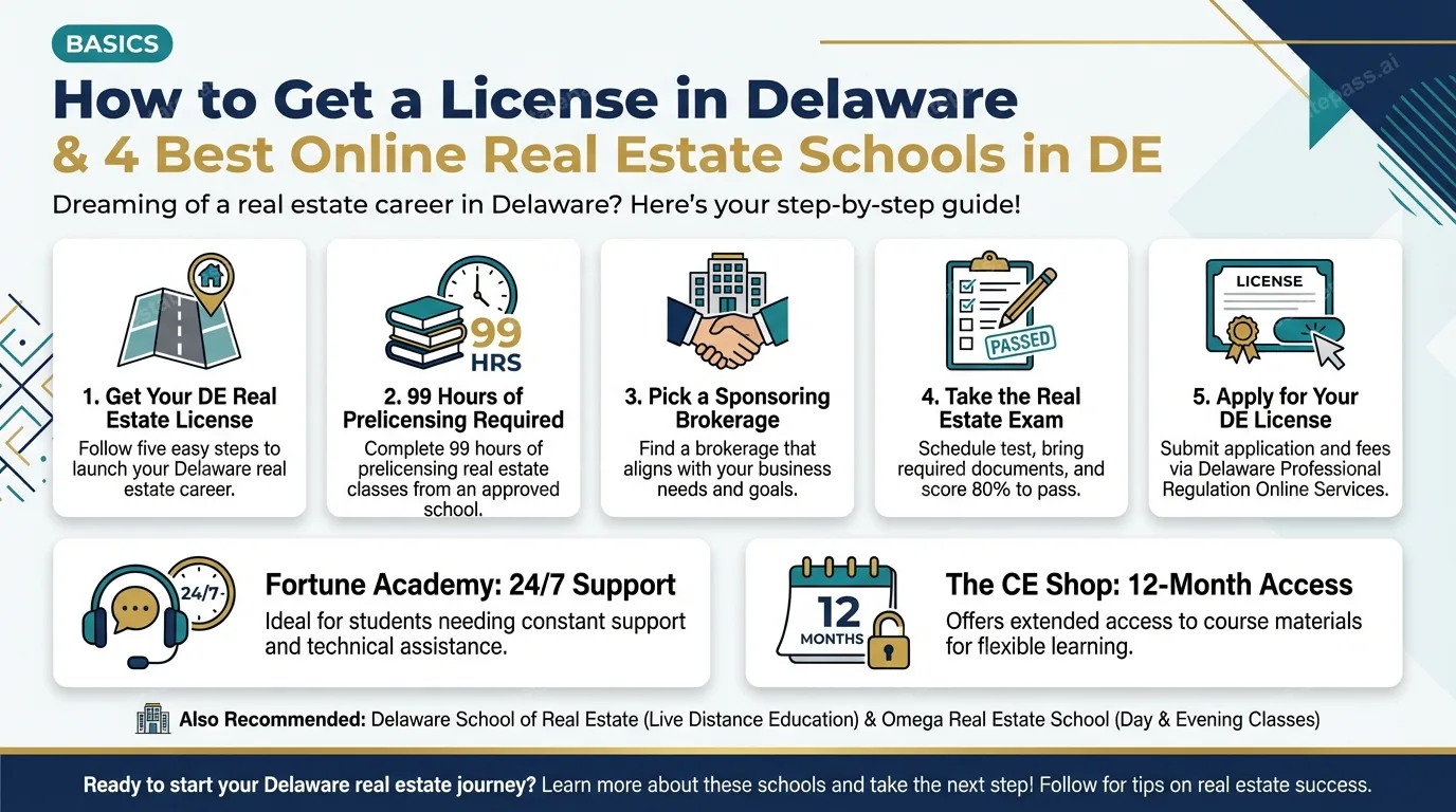 How to Get a License in Delaware & 4 Best Online Real Estate Schools in DE