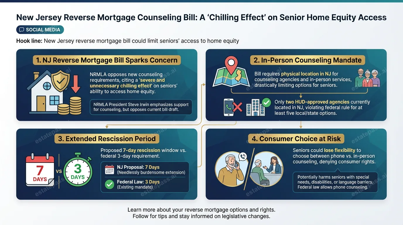 New Jersey reverse mortgage counseling bill would have ‘chilling effect’ on senior home equity use, NRMLA says