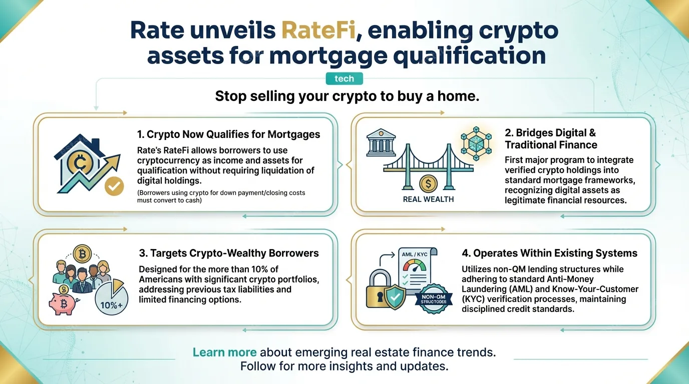 Rate unveils RateFi, enabling crypto assets for mortgage qualification