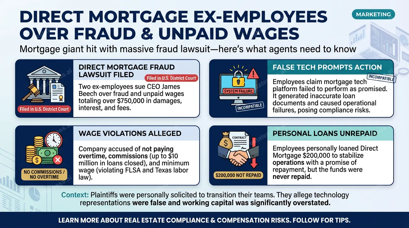 Direct Mortgage ex-employees sue over fraud and unpaid wages