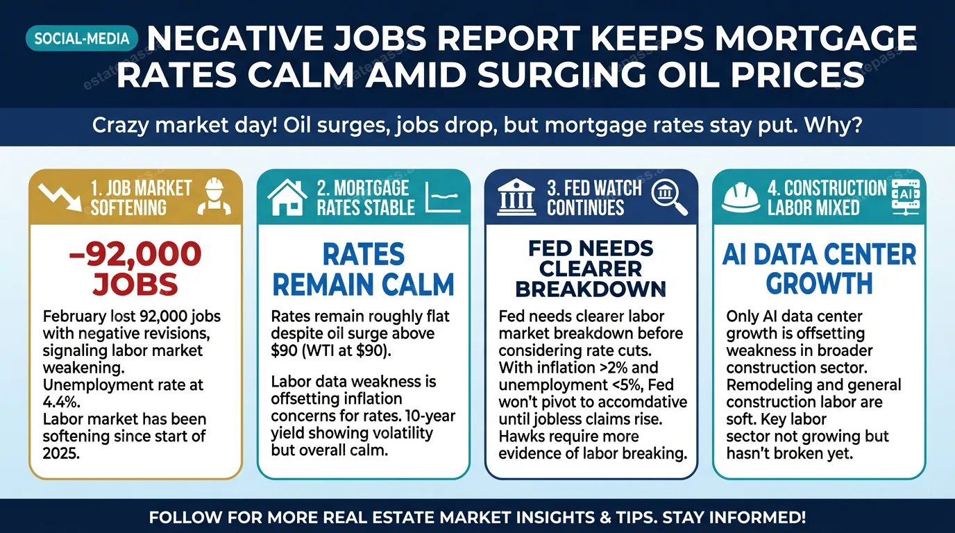 Negative jobs report keeps mortgage rates calm amid surging oil prices