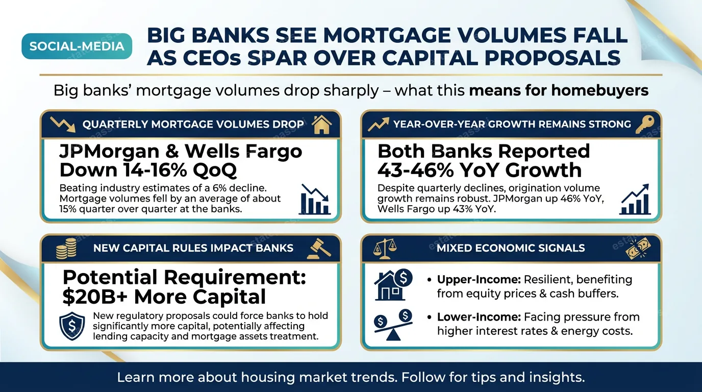 Big banks see mortgage volumes fall as CEOs spar over capital proposals