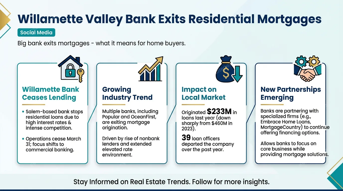 Willamette Valley is the latest bank to step away from residential mortgages