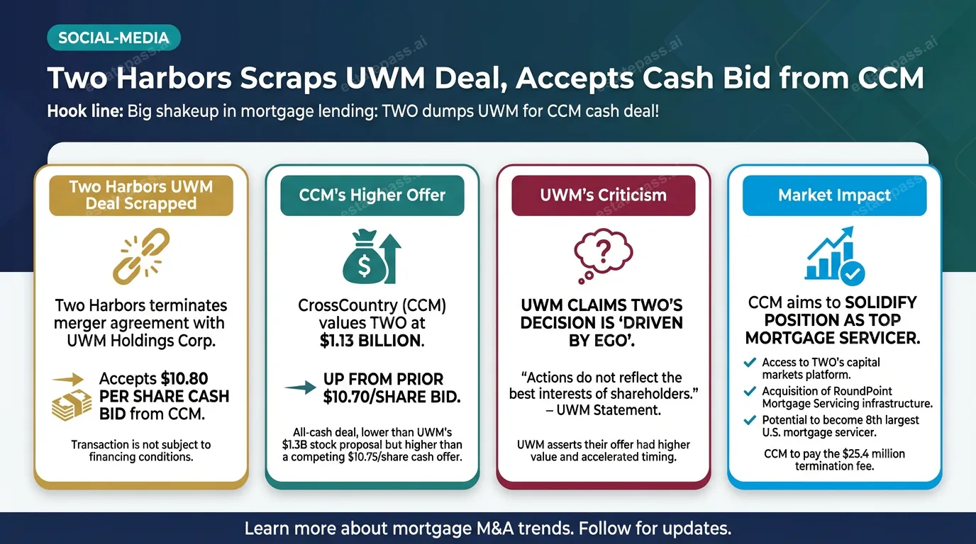 Two Harbors scraps UWM deal, accepts cash bid from CCM