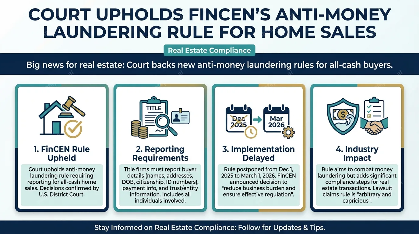 Court upholds FinCEN’s anti-money laundering rule for home sales