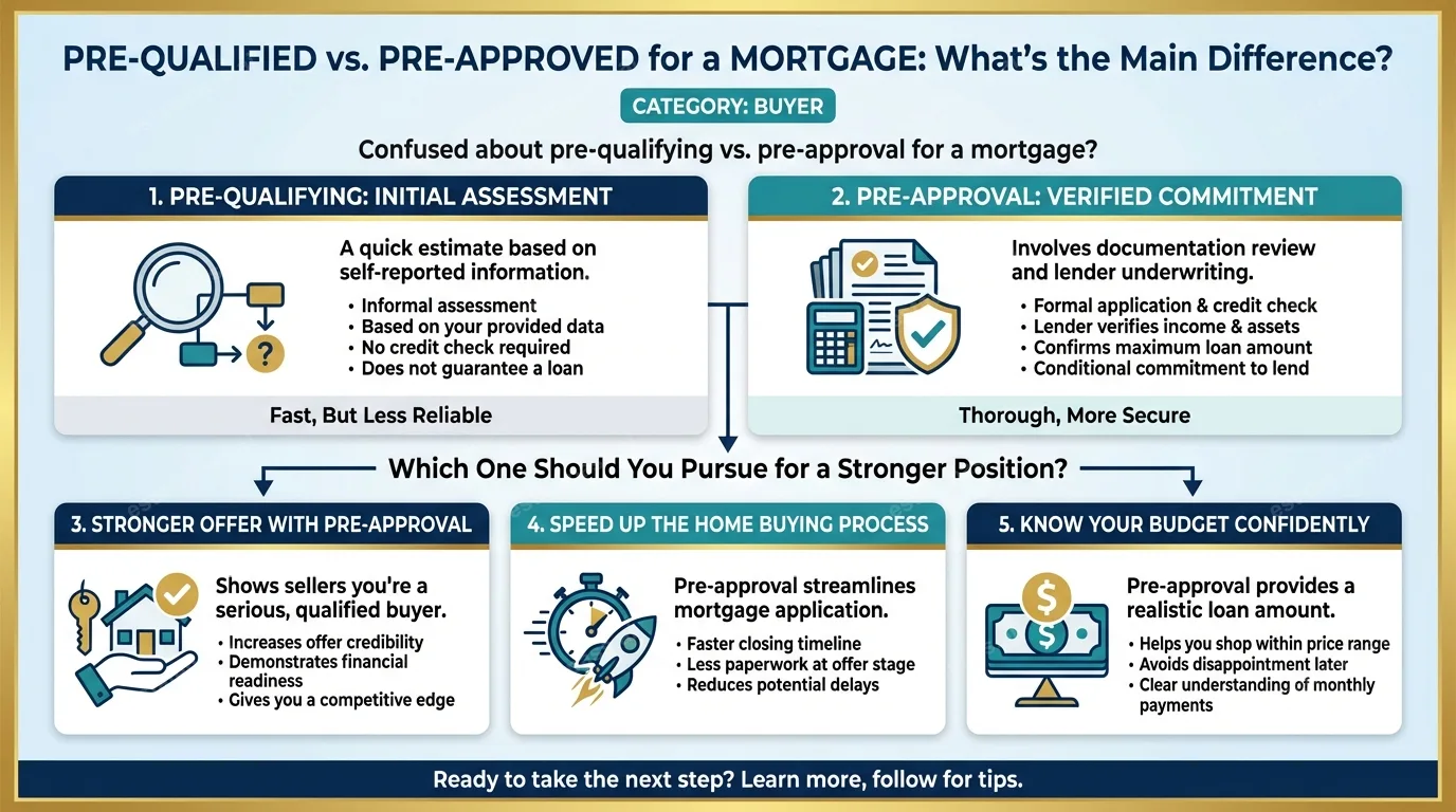 Pre-Qualified vs. Pre-Approved for a Mortgage: What’s the Main Difference?