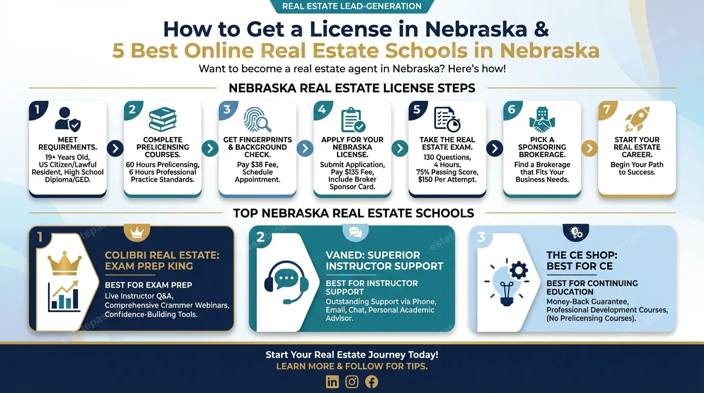 How to Get a License in Nebraska & 5 Best Online Real Estate Schools in Nebraska