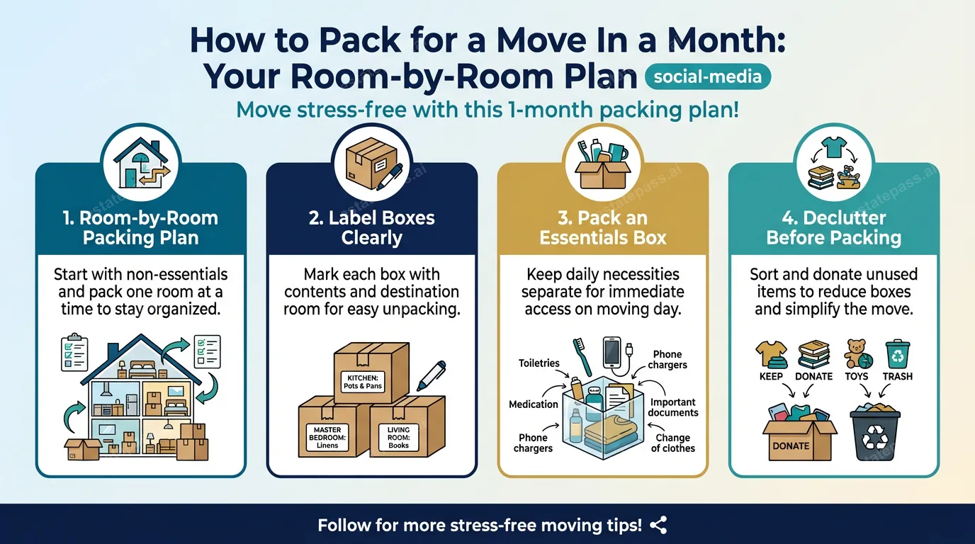 How to Pack for a Move In a Month: Your Room-by-Room Plan