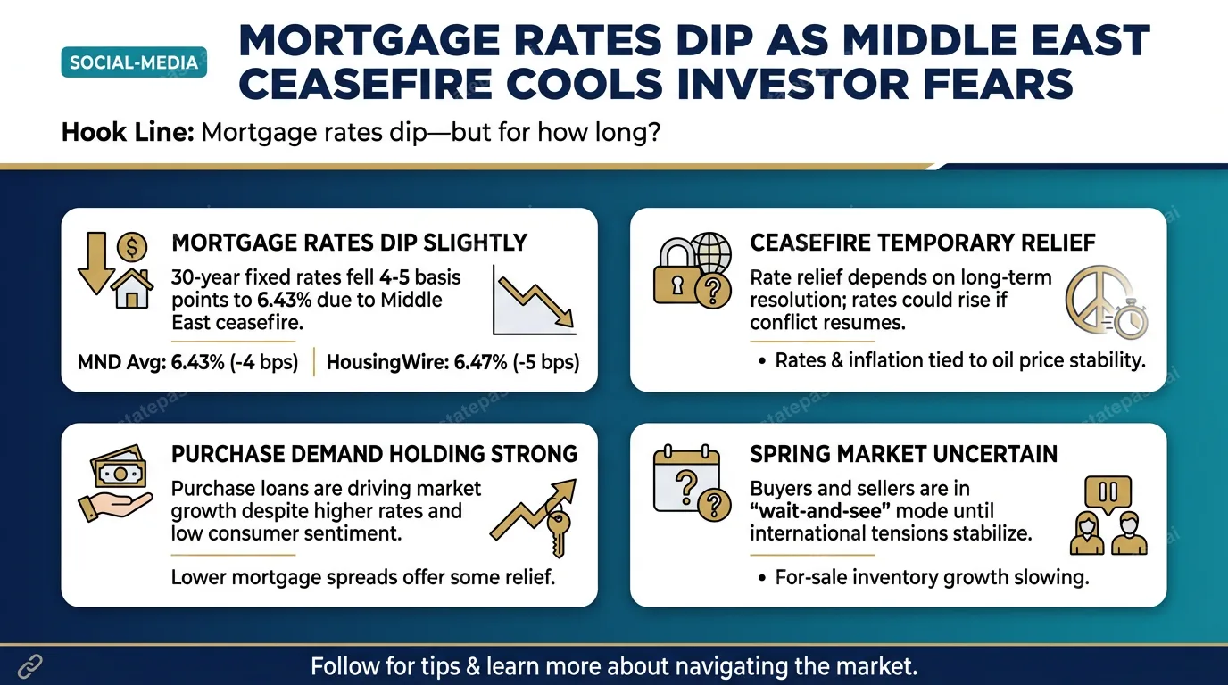 Mortgage rates dip as Middle East ceasefire cools investor fears