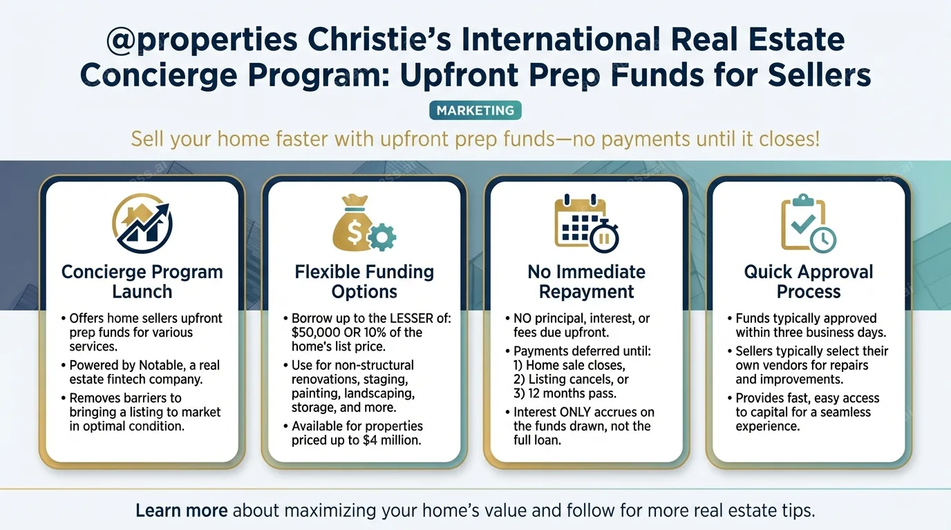 Concierge program offers upfront prep funds for @properties Christie’s International Real Estate sellers