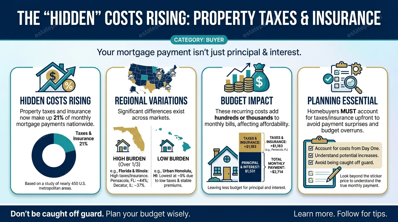 Property taxes, insurance now account for 21% of mortgage payments