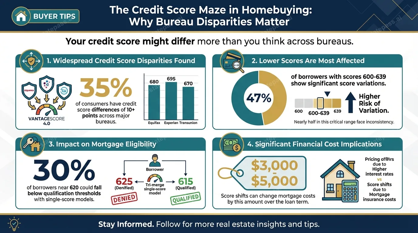 Study finds wide credit score gaps across bureaus amid tri-merge debate