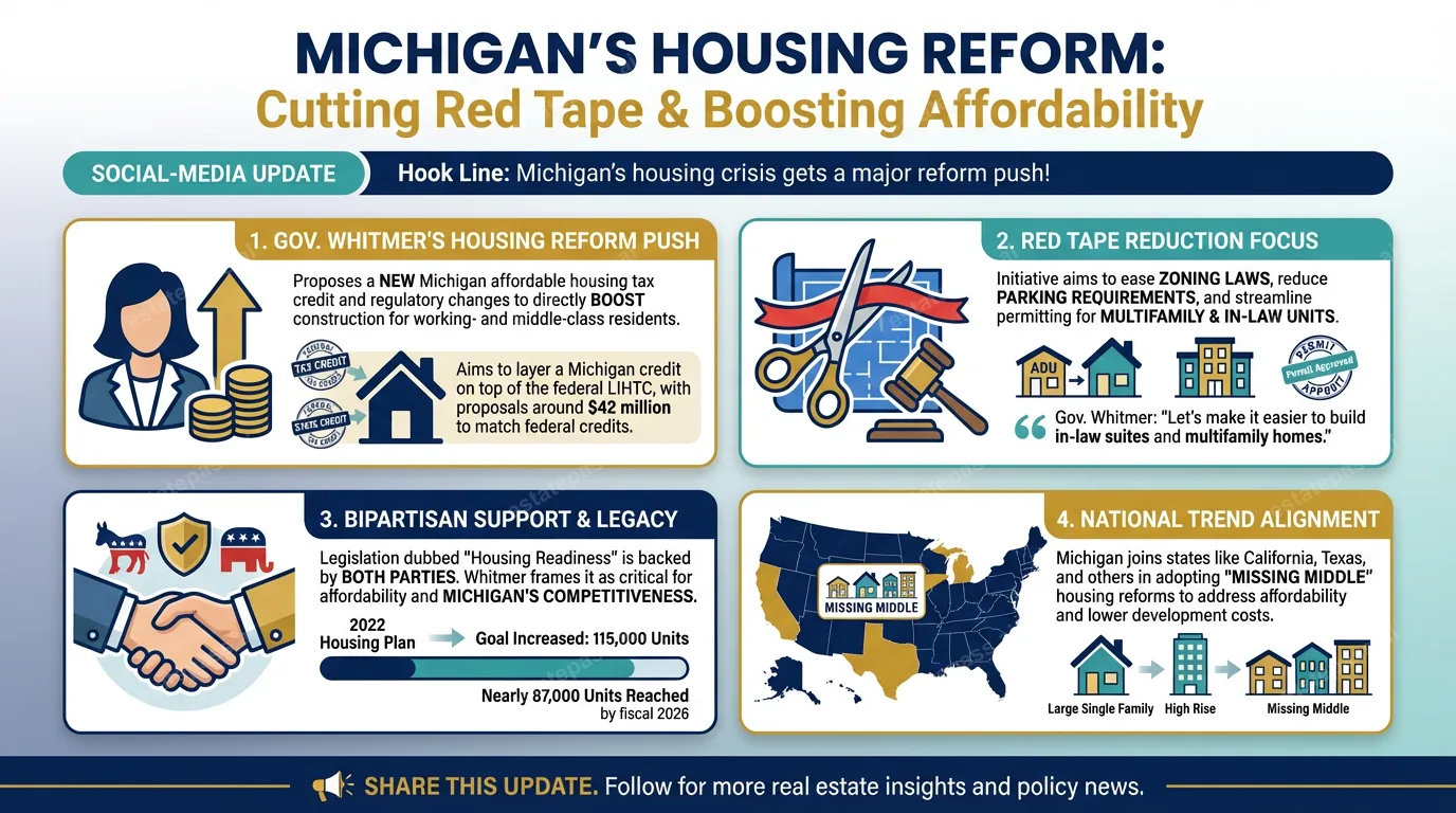 Whitmer calls for Michigan housing reform to cut red tape