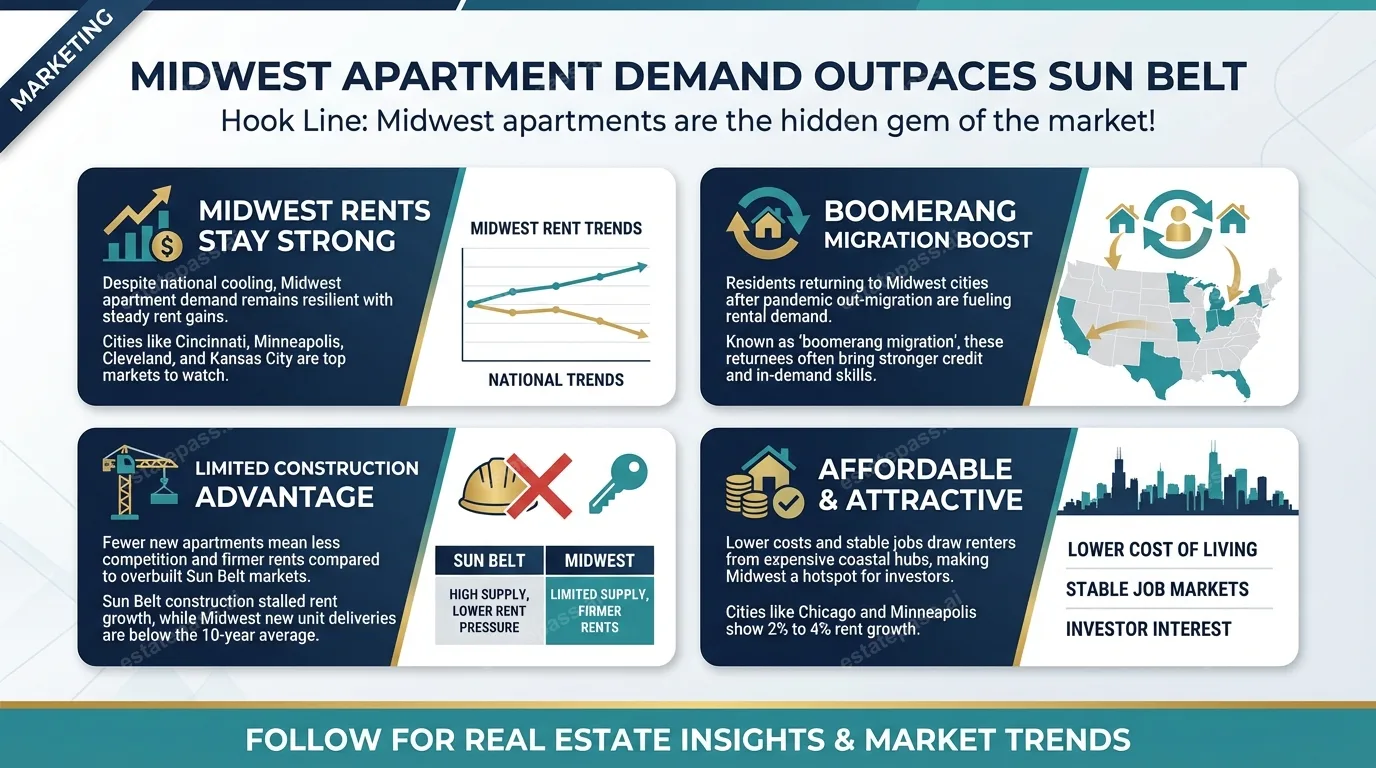 Midwest apartment demand outpaces Sun Belt as rents remain firm
