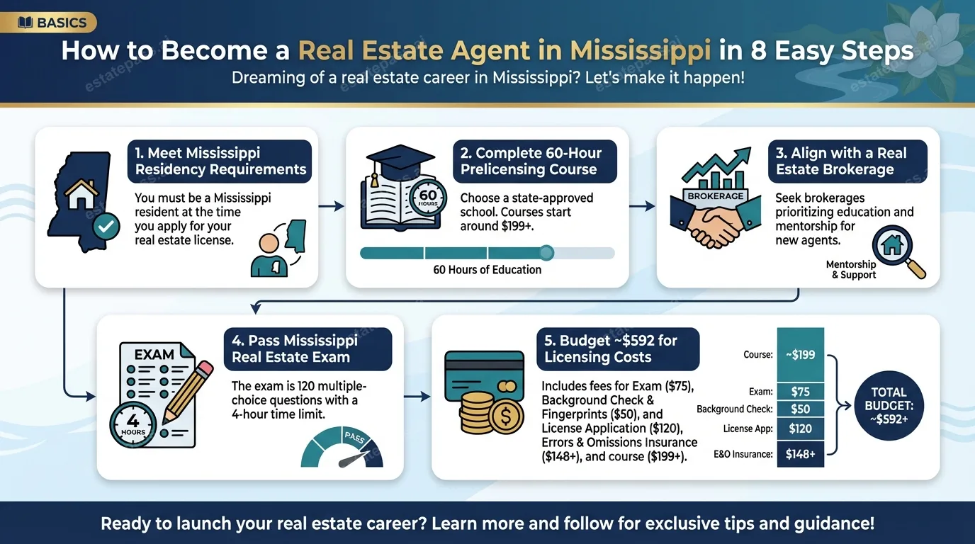 How to Become a Real Estate Agent in Mississippi in 8 Easy Steps