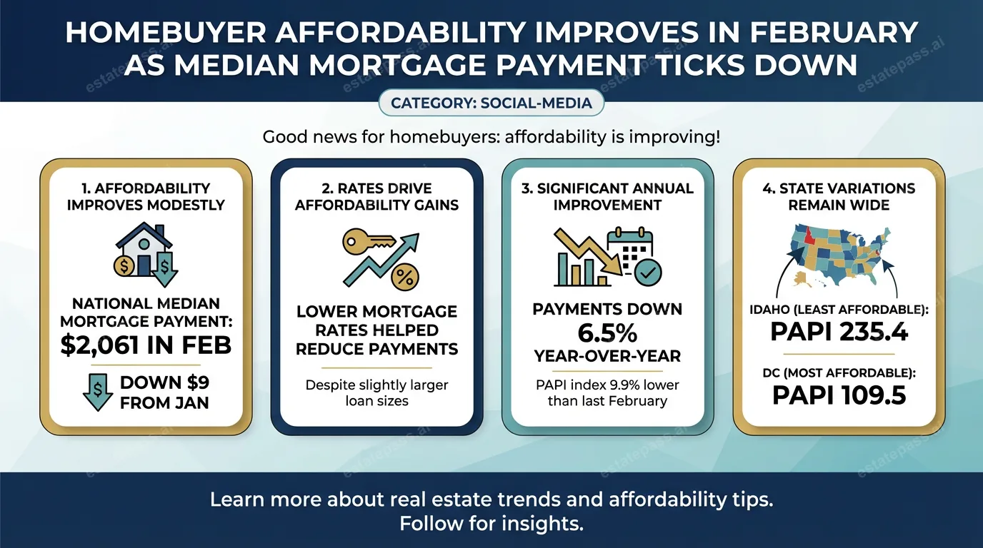 Homebuyer affordability improves in February as median mortgage payment ticks down