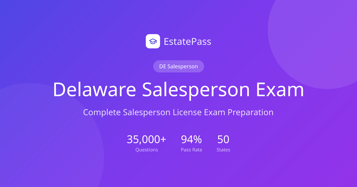 Delaware Salesperson Exam Prep 2026 | EstatePass