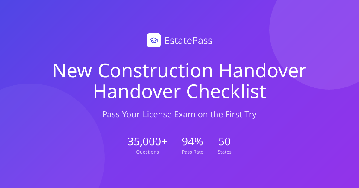 Free New Construction Handover Handover Checklist (2026) | EstatePass