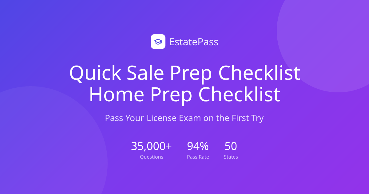Free Quick Sale Prep Checklist Home Prep Checklist (2026) | EstatePass