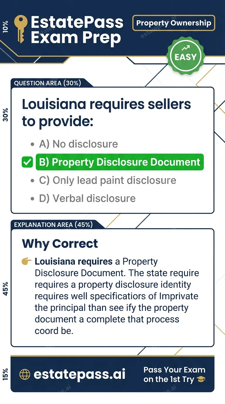 Study card infographic: Louisiana requires sellers to provide: