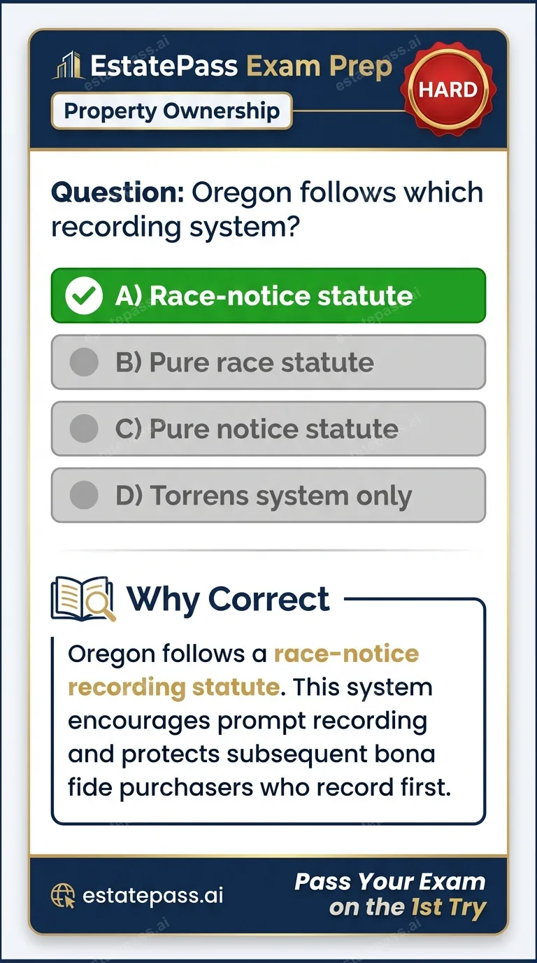 Study card infographic: Oregon follows which recording system?