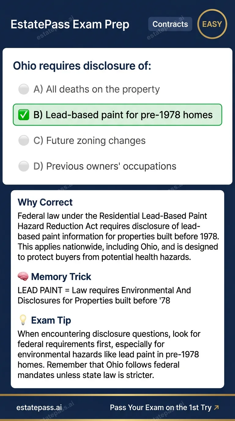 Study card infographic for: Ohio requires disclosure of: