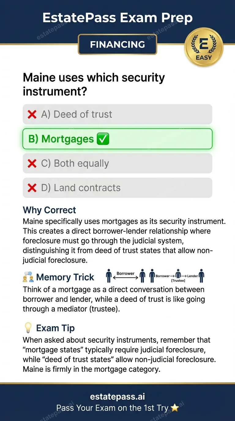 Study card infographic: Maine uses which security instrument?