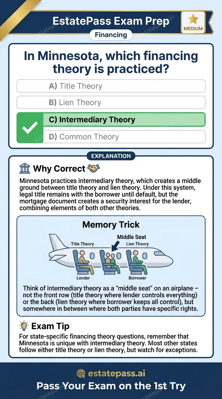 Study card infographic: In Minnesota, which financing theory is practiced?