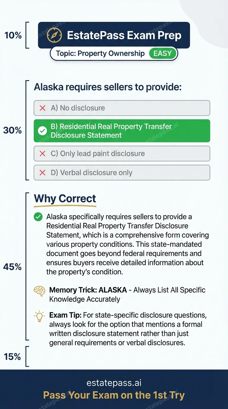 Study card infographic: Alaska requires sellers to provide: