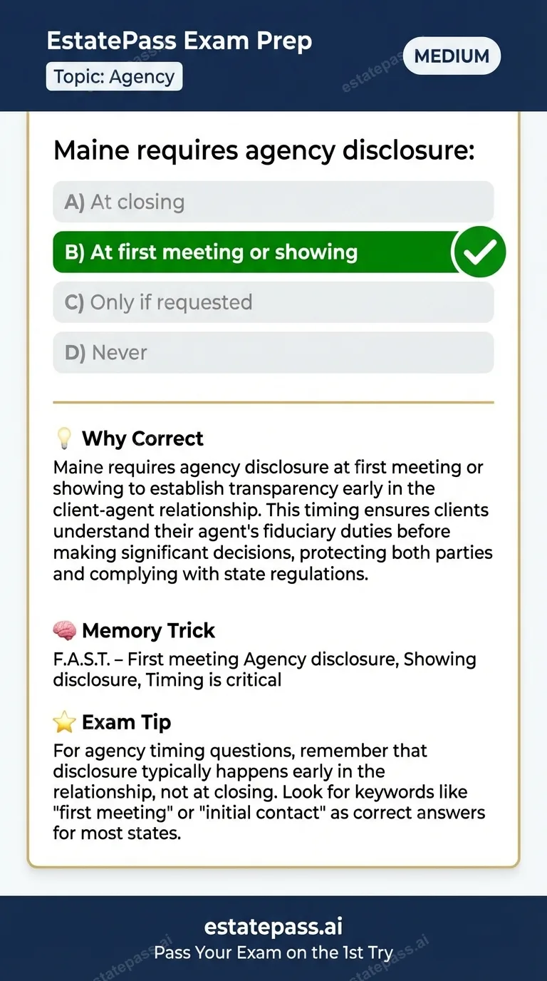 Study card infographic: Maine requires agency disclosure: