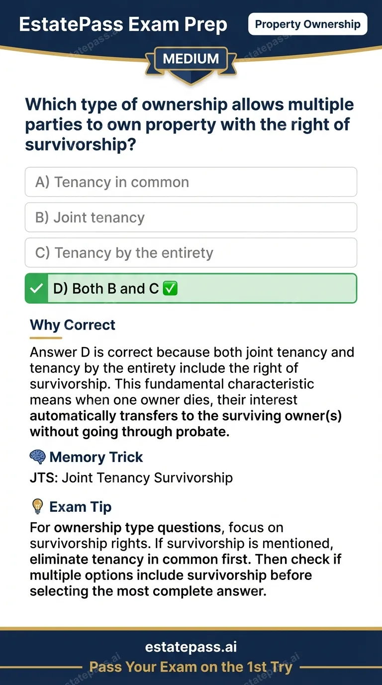 Study card infographic: Which type of ownership allows multiple parties to own property with the right o