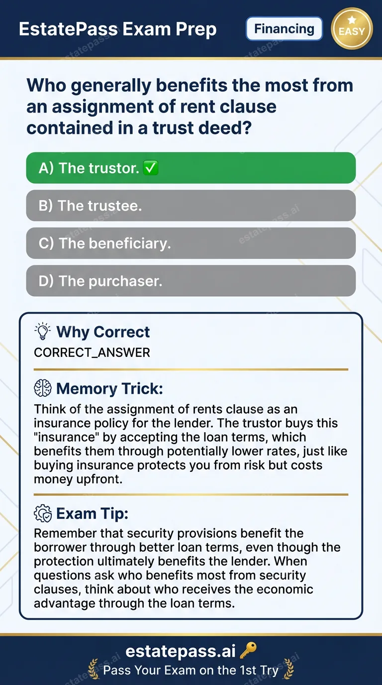 Study card infographic for: Who generally benefits the most from an assignment of rent clause contained in a